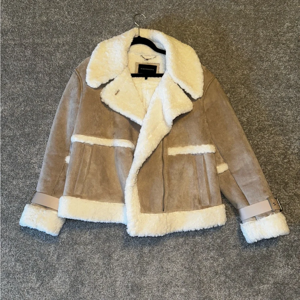 BCBG Shearling and Suede Coat - Picture 2 of 5